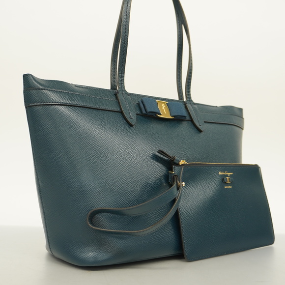 SALVATORE FERRAGAMOAuth  Vara Tote Bag Women's Leather Dark Green - Picture 2 of 7